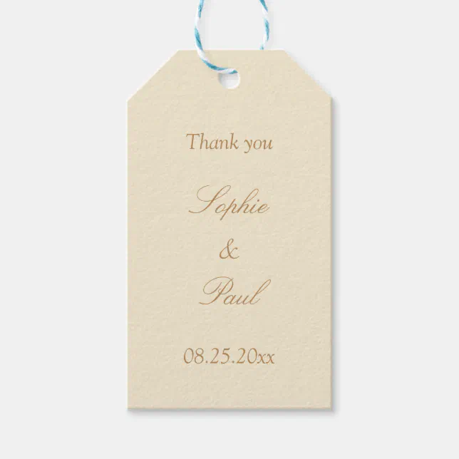 Cream Beige Wedding Favor Thank You Gift Tags