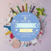 Cute Colorful Doodle Banners Sparkles Thank You  Classic Round Sticker