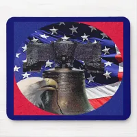 American Bald Eagle, Bell and Flag Mouse Pad