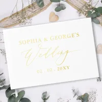 Elegant Modern White and Gold Wedding Foil Guest Book