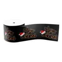 Glowing Sparkling Typography Merry Christmas Grosgrain Ribbon