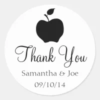 Black Apple Thank You Classic Round Sticker