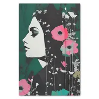 Woman With Flowers in Her Hair Decoupage Tissue Paper