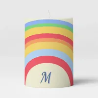 Colorful Rainbow Bright Monogrammed Pillar Candle