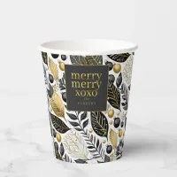 Black Gold Christmas Merry Pattern#21 ID1009 Paper Cups