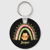 Christmas Cat And Rainbow Personalized Keychain