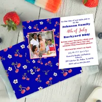 Fourth of July BBQ Party Fun Red White Blue Cherry Invitation