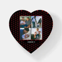 Photo Collage Family Personalized Red Heart & Name Paperweight