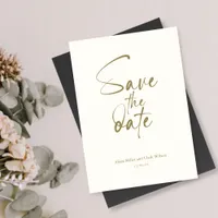 Neutral Minimalist Bold Save The Date Script Invitation