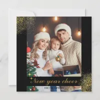 New year cheer fun script one photo holiday card