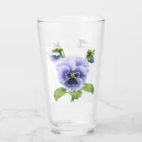 Purple Pansies Floral Botanical Art Glass