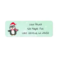 Cute Holiday Christmas Penguin Label