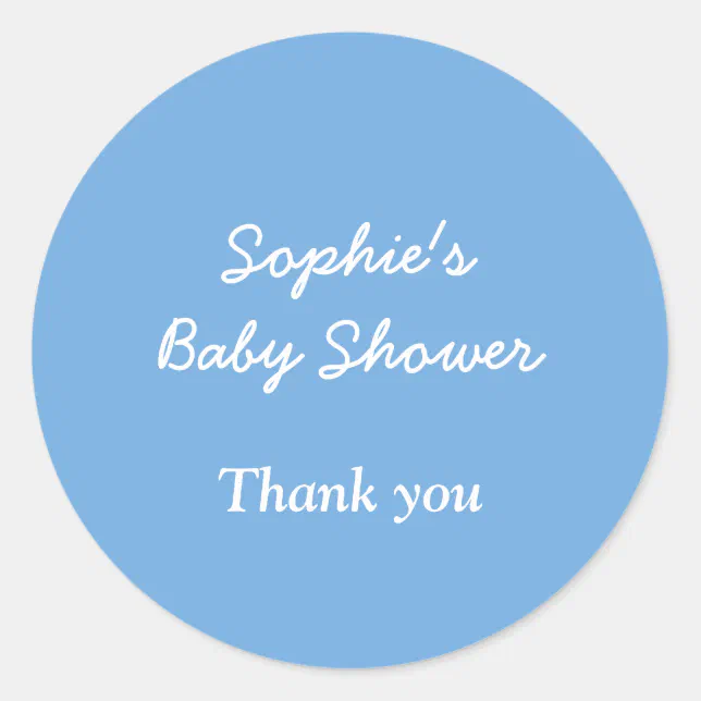 Baby Shower Minimalist Blue Thank You Sticker