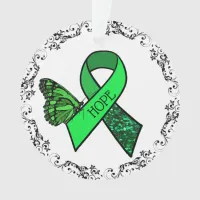 Lyme Disease Ribbon and Butterfly Christmas Ornament