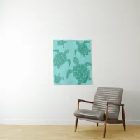 Cute Sea Turtles Blue Ocean Tapestry