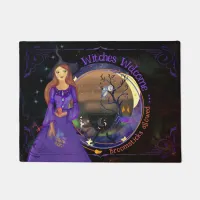 Halloween Witch Birthday Party Purple Doormat