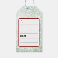 Green Glitter Stained Glass Christmas Tree Pattern Gift Tags