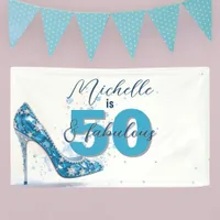 Crystal Blue Stiletto with Gemstones 50th Birthday Banner