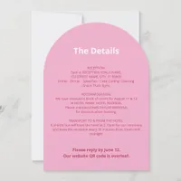 QR Code Pink Magenta Wedding Details Card