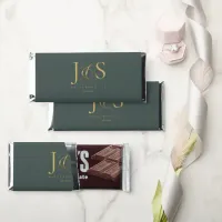 Simple Elegance Wedding Initials Green ID1022 Hershey Bar Favors