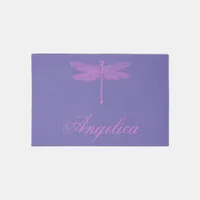 Pink and Purple Fantasy Dragonfly  Personalize Rug