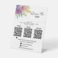 *~* 3 PAYMENTS Table Tent QR Tabletop Flowers Pedestal Sign