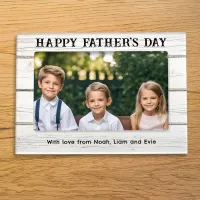 Custom White Wood Effect Rustic Happy Father's Day Magnetic Frame