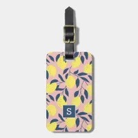 Lemon Tree Modern Fruit Pattern Monogram Luggage Tag