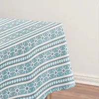 Southwest Winter Geometric Snowflake Pine Blue Lg Tablecloth