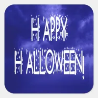 Nighttime Blue Happy Halloween Text Sticker