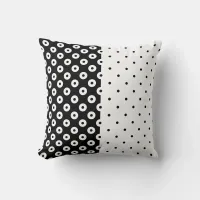 Black and White Split Polka-Dotted Throw Pillow