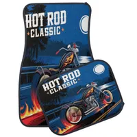 Hot Rod Motorcycle Under Moonlit Skies Car Floor Mat