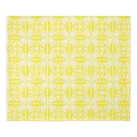 Yellow and White Mediterranean Tile Patterned Duvet Cover