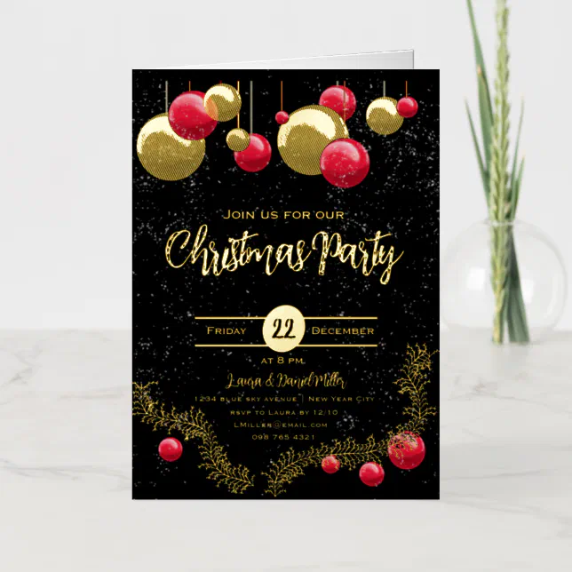 Christmas decorations and snow foil greeting card