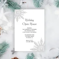 White Snowflakes Holiday Open House Party Invitation