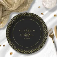 Geometric Wedding Party Supplies Gold/Black ID477 Paper Plates