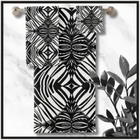 Artsy Black and White Geometric Tribal Pattern Bath Towel Set