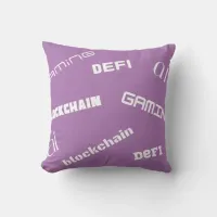 Crypto Purple and White Throw Pillow