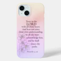 Trust in the Lord Bible Verse Floral Watercolor iPhone 15 Case