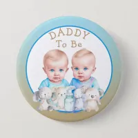 Twin Boy's Baby Shower Daddy To Be Button