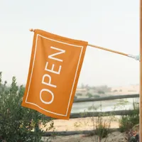 Orange Open Sign Modern Minimal Business Flag