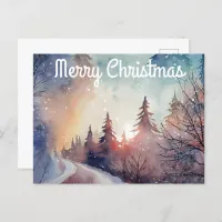 Watercolor Christmas Postcard