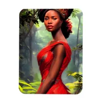 Safari Queen: Majestic African Woman Red Feathers Magnet