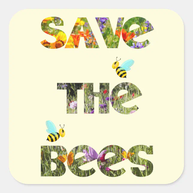 Save the bees square sticker