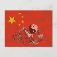 Flag and Symbols of China ID158 Postcard