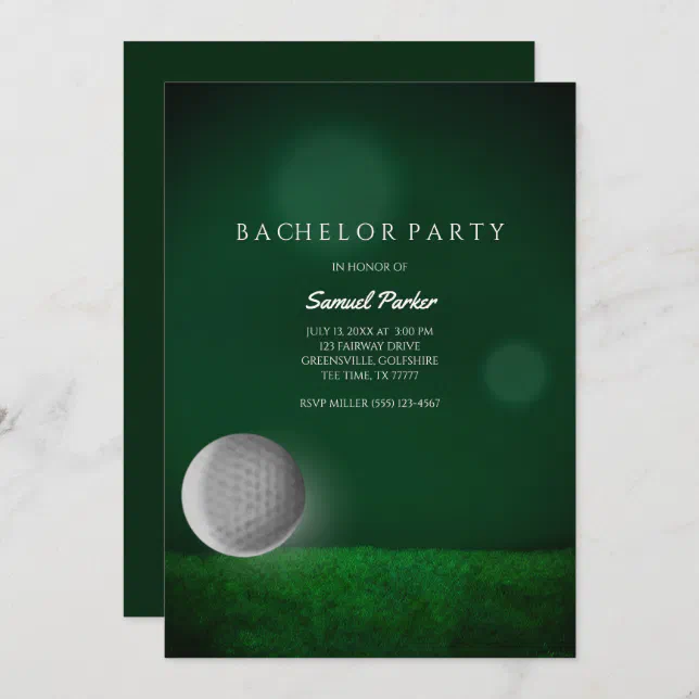 Golf Bachelor Party Green - Golf Ball - Golfers Invitation