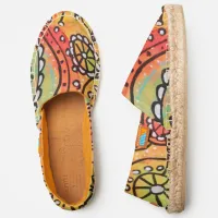 Modern Abstract Art Orange Lime Green Whimsical Espadrilles