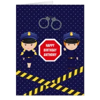 Giant Police themed Birthday Greeting add photo Card