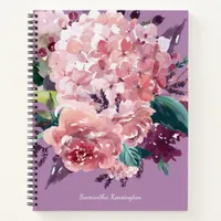 Vintage Girly Purple and Pink Watercolor Floral Notebook