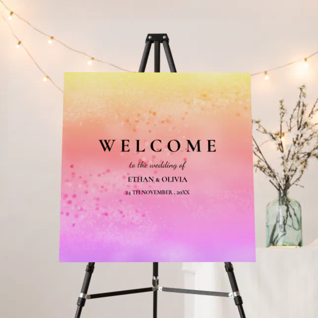 Rainbow Wedding Colorful trendy love welcome sign
